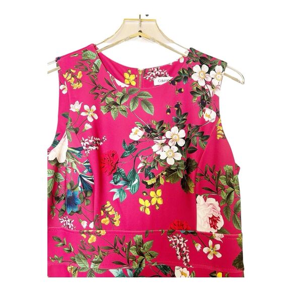 Calvin Klein Sleeveless A-Line Dress Pink Pockets Sz 10 Career - Picture 2 of 5